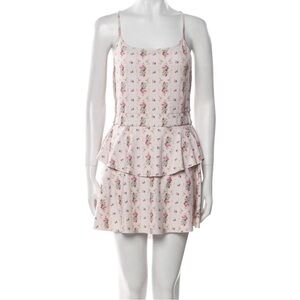 Love Shack Fancy Pink Floral Tiered Athletic Dress